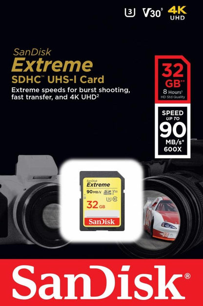 Memoria Flash SanDisk Extreme, 32GB SDHC UHS-I Clase 10